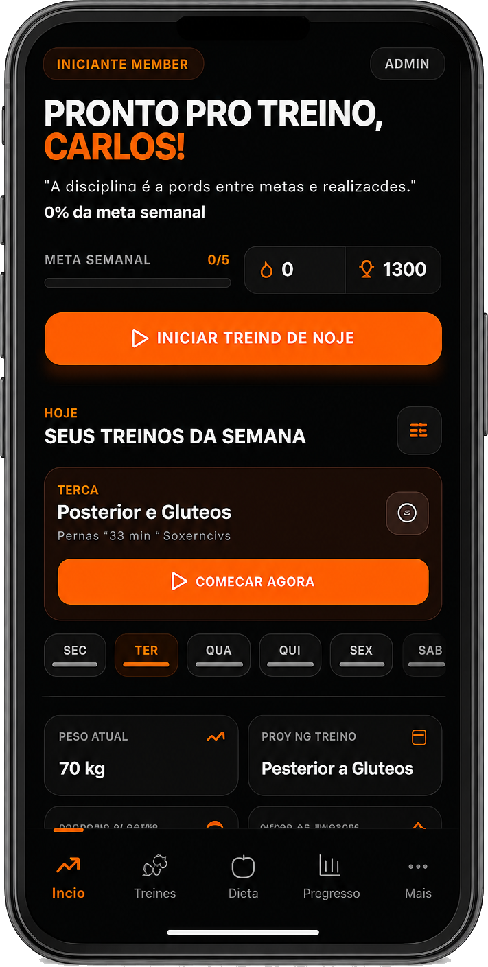 Telas do aplicativo IronShape em celulares